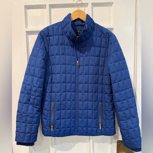J. Crew Navy Quilted Lightweight Jacket with Gold Hardware